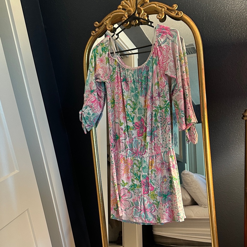 Floral Print Dress with 3/4 Sleeves